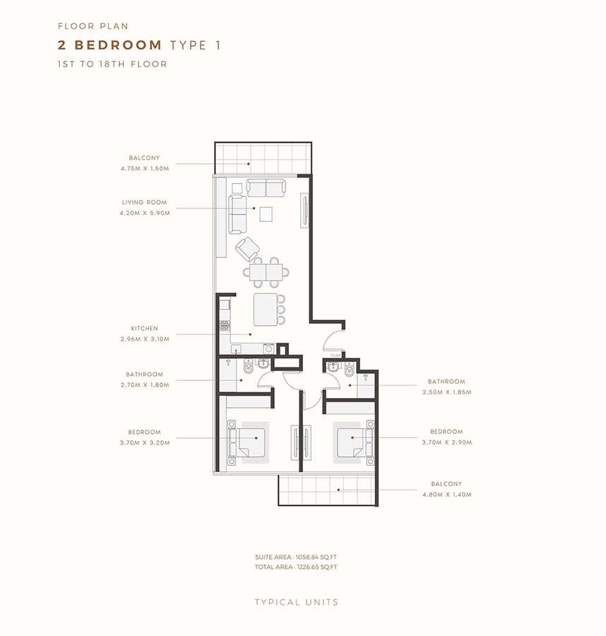 Type 1, 1st to 18th Floor Tower 3